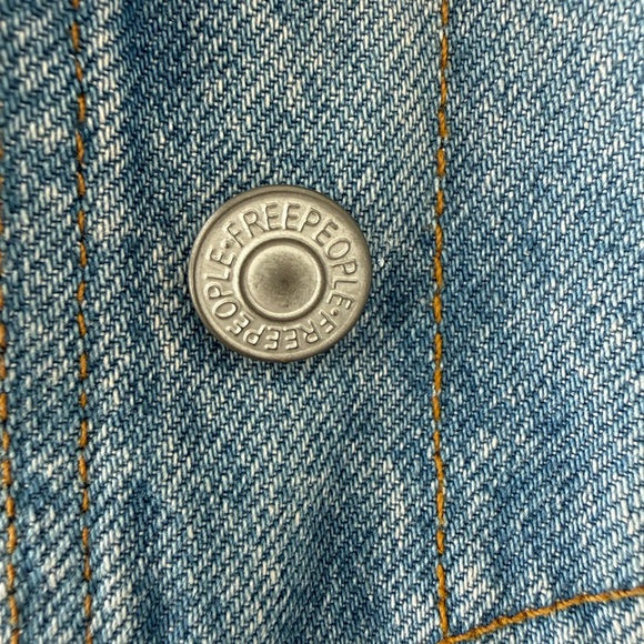 Free People After Hours Fringe Denim Jacket XS Oversized Western Boho Sold Out - Picture 10 of 13